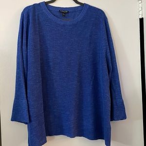 Eileen Fisher blue sweater with slightly bell shaped sleeve. 3x never worn.